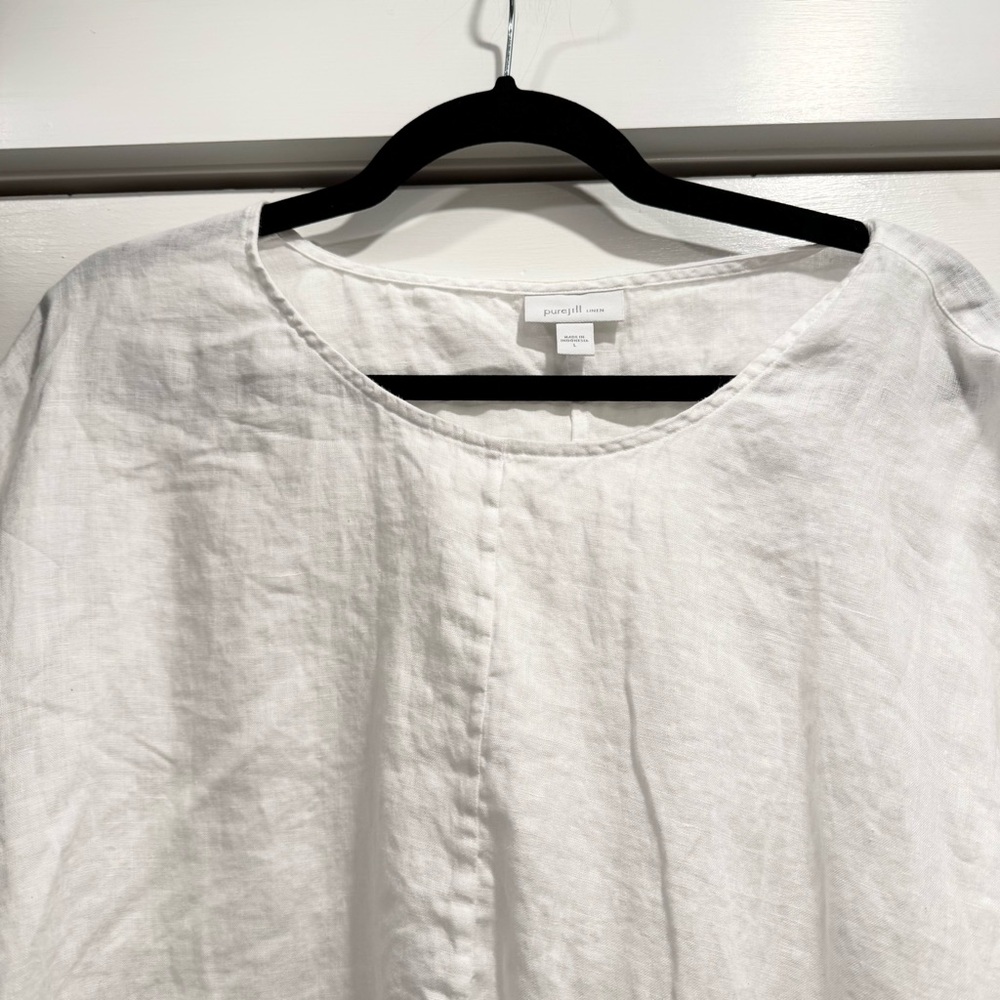 PureJill‎ J. Jill Short Sleeve Relaxed Linen Blouse Lagenlook Womens Size Large - Picture 11 of 12